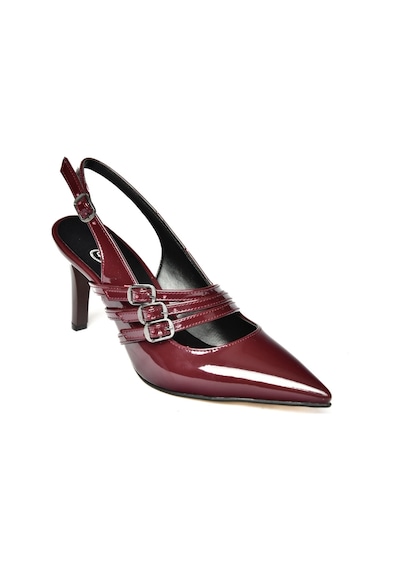 Fox Shoes R654218308 Bordo Rugan İnce Topuklu Kadın Ayakkabı Bordo