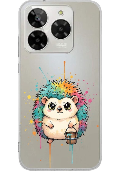 General Mobile Era 50 İle Uyumlu Splash Kirpi Tasarımlı Şeffaf Silikon Kılıf 051f