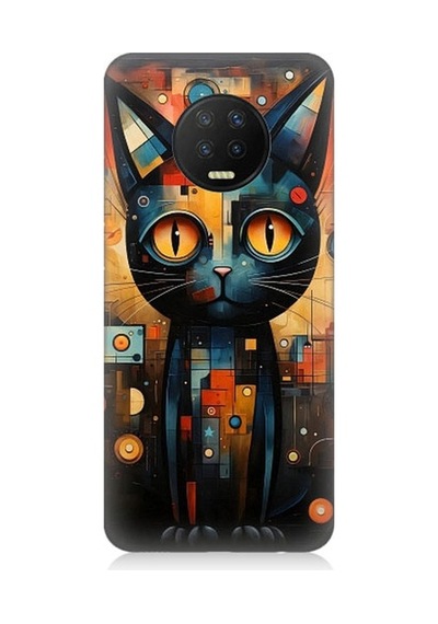 Infinix Note 7 Uyumlu Kara Kedi Desenli Silikon Kılıf