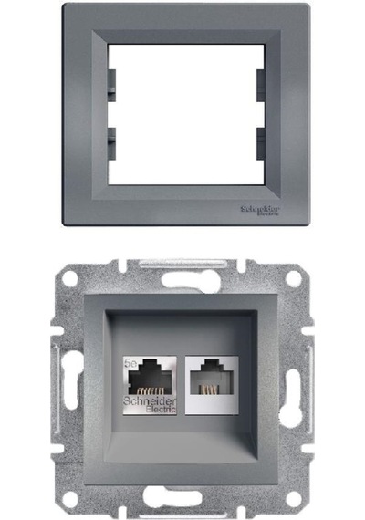 Schneider Asfora Çelik Rj-11+Rj45 Cat-3+Cat-6 Çerçeveli