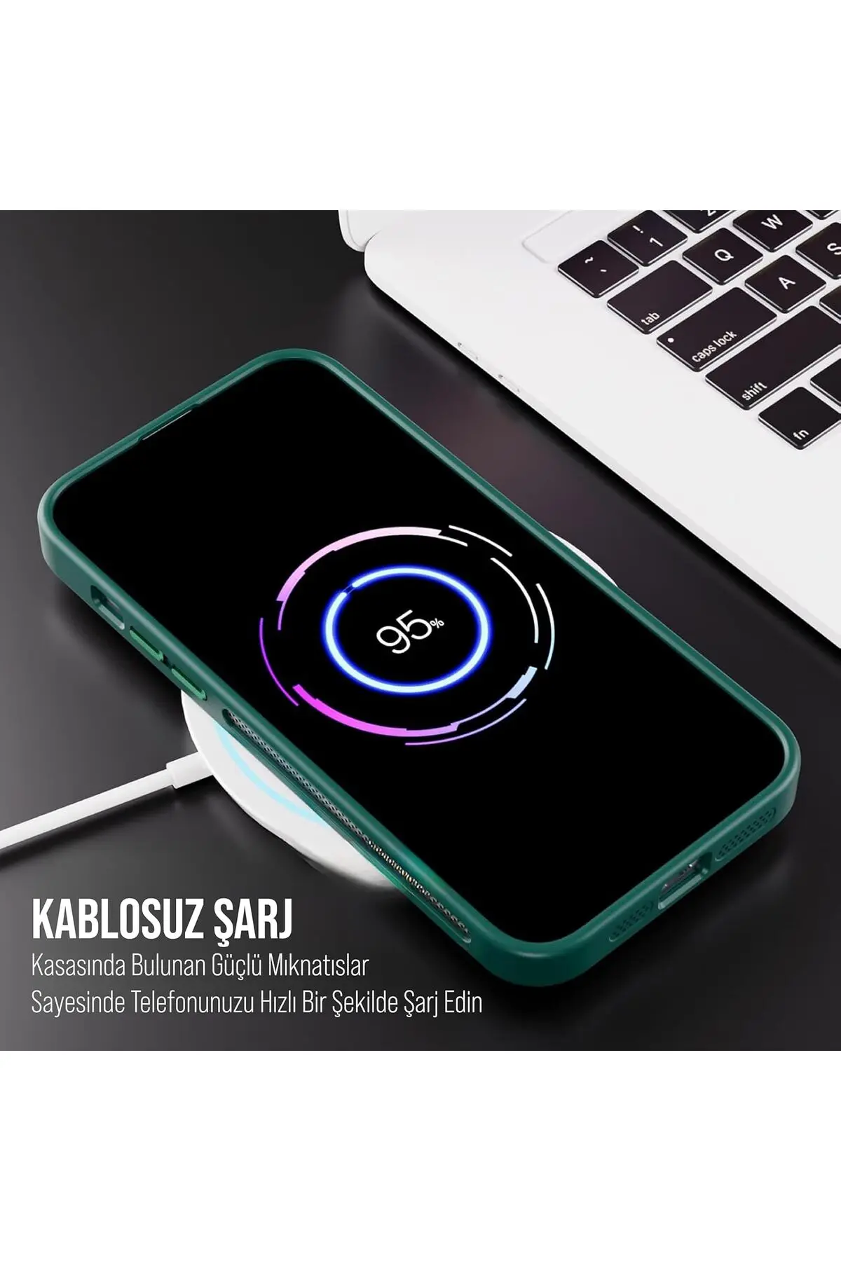 İphone 15 Pro Uyumlu Magsafe Kılıf Mıknatıslı Standlı Darbeye Dayanıklı Mat Şeffaf Arka Kapak Lens li Yeşil