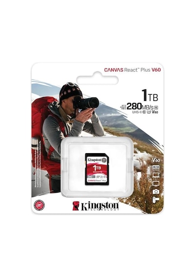 Kingston Sdr2v6-1tb Canvas React Plus Sdxc Uhs-ıı 280r-150w U3 V60 For Full Hd-4k Sd Hafıza Kartı K