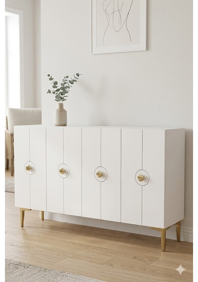 Ka1235bg Enlem Konsol Ve Tv Sehpası Beyaz-gold 120cm