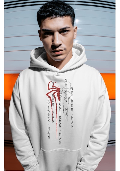 Sevbano Spider-man Örümcek Adam Logo Film Baskılı Unisex Oversize Premium beyaz