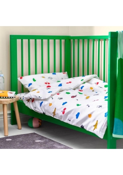 Ikea Grönfınk Tek Kişilik Nevresim Takımı 110 X 130 Cm Beyaz - Sarı - Kırmızı - Yeşil - Mavi Çok Renkli