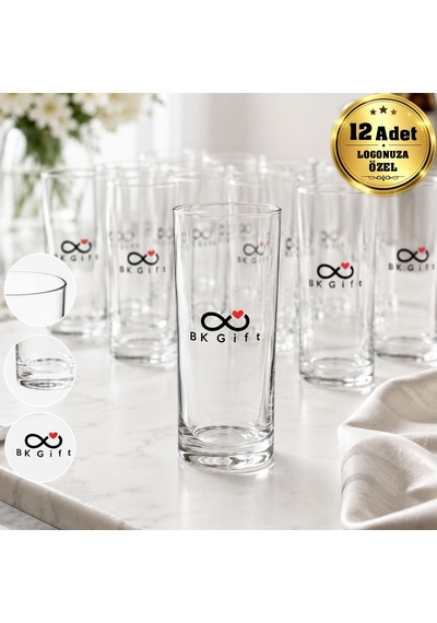 Logonuza Özel 12 Adet Paşabahçe 200 Cc Baskılı Rakı Bardağı Kurumsal Hediye Seti Çok Renkli