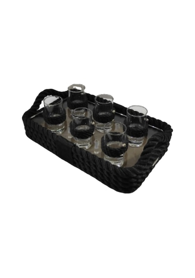 Shot Bardaklı Tepsi | Siyah