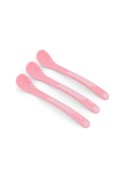 3 Lü Bebek Kaşığı Seti Pembe 6+ Ay Açık Ahşap