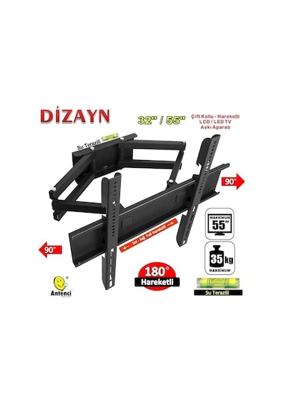 Dizayn 47" Çift Kollu Hareketli Lcd Led Tv Askı Aparatı