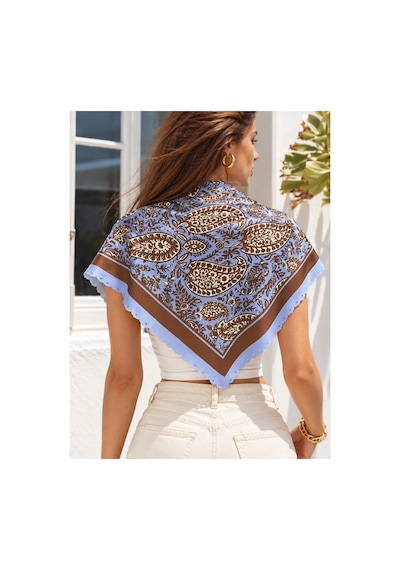 Tarzını Seç Desenli Dantel Oya Kesim Fular / Bandana 70 X 70 Cm Çok Renkli
