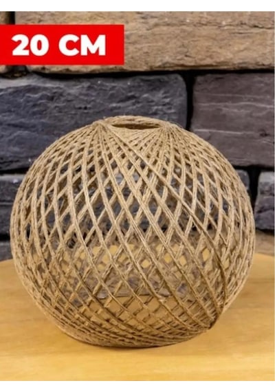 Örme Jüt İp Abajur Başlığı Handmade Bej