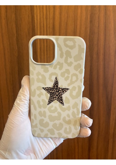Apple iPhone Uyumlu 13/14 Leopar Baskılı İçi Kadife Silikon Telefon Kılıfı Krem