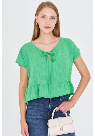 Armonika Kadın Açık Yeşil Yarasa Kol Yakası Bağlamalı Eteği Fırfırlı Oversize Crop Bluz Arm-24y001088 Armonika Kadın Açık Yeşil Yarasa Kol Yakası Bağlamalı Eteği Fırfırlı Oversize Crop Bluz Arm-24y001088