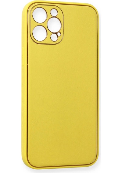 Apple Apple iPhone Uyumlu  12 Pro Kılıf Coco Deri Silikon Kapak - Sarı
