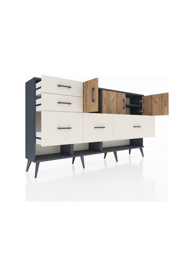 Arges Konsol 3 Raflı 5 Çekmeceli 3 Kapaklı 176x30x99 Antrasit-çam/aytaşı Atlas Çam/aytası - Antrasıt Arges Konsol 3 Raflı 5 Çekmeceli 3 Kapaklı 176x30x99 Antrasit-çam/aytaşı Atlas Çam/aytası - Antrasıt