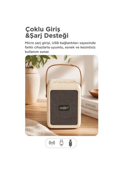Delux Serisi Bluetooth Speaker Kablosuz Hoparlör Gts-2201 Bej Frekans Yayın Cihaz