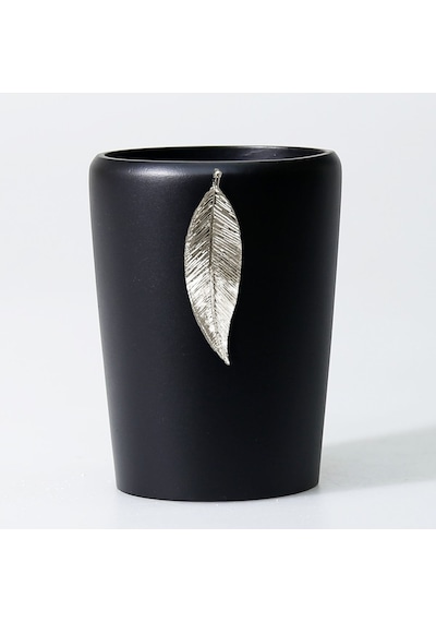 Leaf Sıvı Sabunluk Siyah Gümüş