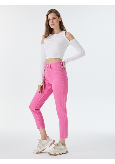 Mom Regular Fit Kadın Pantolon Pembe
