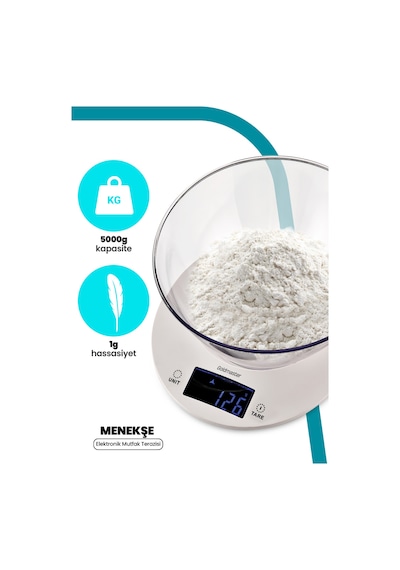 Goldmaster Menekşe Geniş Led Ekranlı Dokunmatik Dijital Hassas 1Gr-5Kg Mutfak Tartısı Terazisi