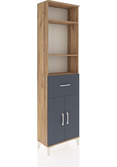 Arges Dolap 4 Raflı Tek Çekmeceli 2 Kapaklı 60x30x221 Çam-ant... Çam