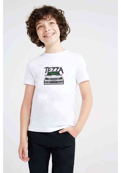 Tshirthane Tezza Baskılı Unisex Çocuk Beyaz T-Shirt