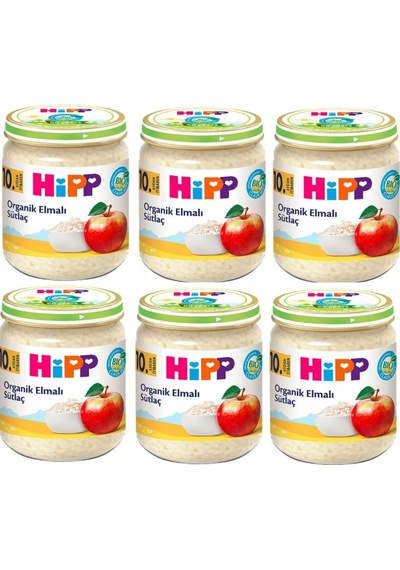 Hipp Organik Elmalı Sütlaç 10+ Ay Kavanoz Maması 6 x 200 G