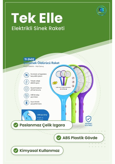 Elektronik Sinek Öldürücü Raket Renkli Elektrikli Sivrisinek Haşe