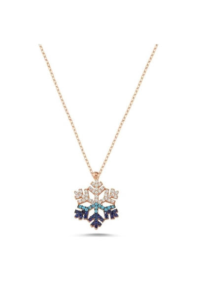 Çekirdekjewelry 925 Ayar Gümüş Kar Tanesi Kolye - Rose - Standart Rose