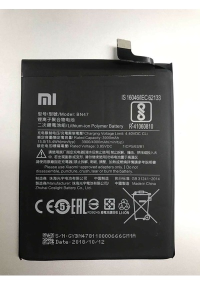 Xiaomi Mi A2 Lite / Redmi 6 Pro Batarya Pil Bn47 4000 Mah.