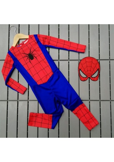 Yeni Özel Erkek Çocuk Kırmızı Spiderman Örümcek Adam Kostümü Mavi