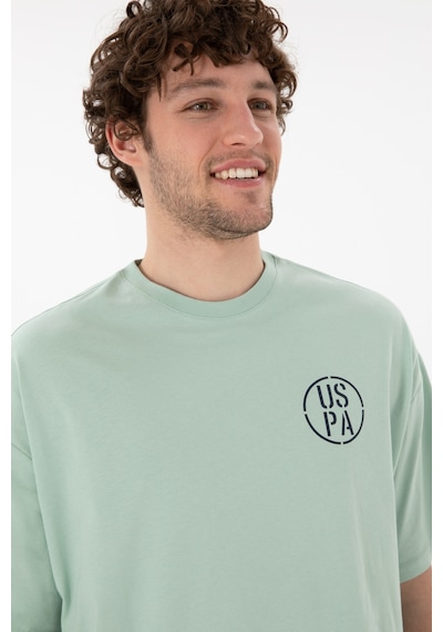 U.S. Polo Assn. Erkek Oversize Fit Bisiklet Yaka Su Yeşili Tişört 50305904-VR048