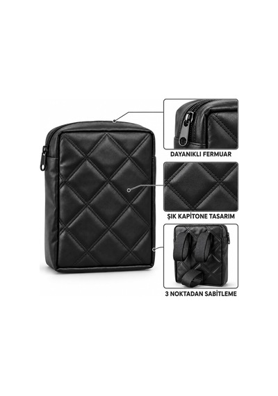 Kapitone Kumaş Gidon Bağlantılı Scooter Bisiklet Motosiklet Çantası 23x19 Cm Al5690 Genel