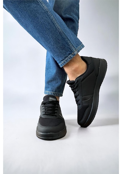 Erkek Günlük Sneaker Rahat Spor Ayakkabı Siyah-Sıyah Siyah