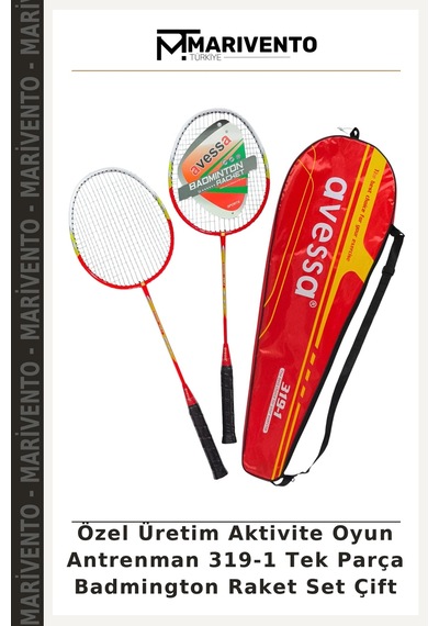 Özel Üretim Aktivite Oyun Antrenman 319-1 Tek Parça Badmington Raket Set Çift