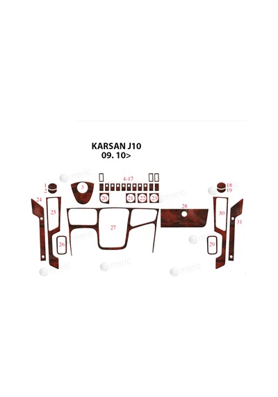 Peugeot Karsan J10 Torpido Kaplama 2010 31 Parça Maun