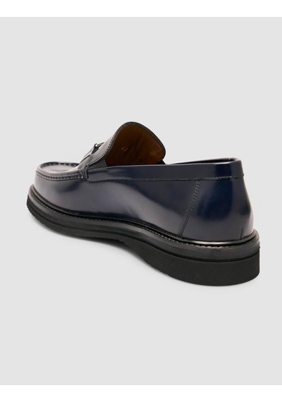 Cabani Hakiki Premimum Deri Lacivert Erkek Metal Tokalı Loafer Lacivert