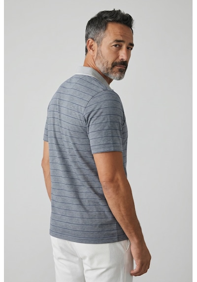 Erkek Simenti Yakalı Cepli Penye Çizgili Baba Antrasit Tshirt