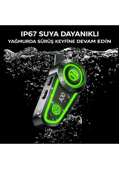 2 Li Motosiklet Intercom Bluetooth Kulaklık Ip67 Su Geçirmez Otomatik Çağrı Led Işık A30