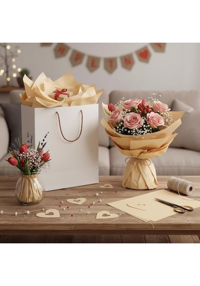 Kraft Pelur Kağıt - Hediye Ve Çiçek Paketleme Kağıdı, 25 Li Paket, 50x70 Cm
