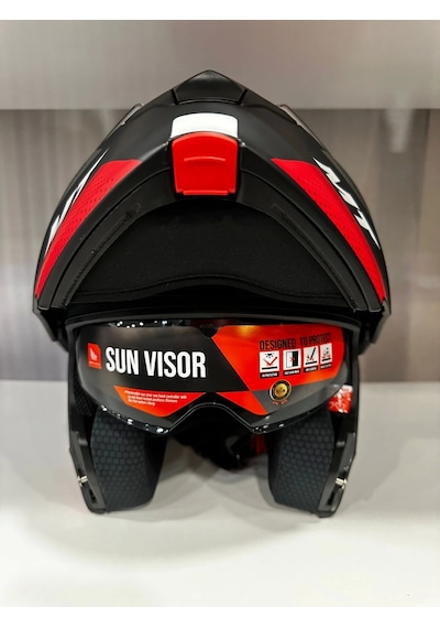 Kask Mt Genesis Sv Cave A5 Çene Açılır Motosiklet Kaskı Mat Siyah - Kırmızı