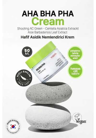 Yeppda Akneli Ciltler İçin Hafif Asidik Nemlendirici Bakım Kremi Yeppda AHA BHA PHA Cream 50 ML