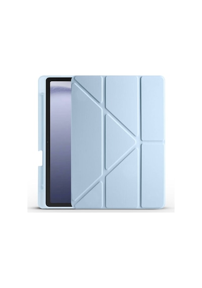 Galaxy Tab A9 Kılıf Uyumlu Zore Tri Folding Kalem Bölmeli Standlı Kılıf-mavi