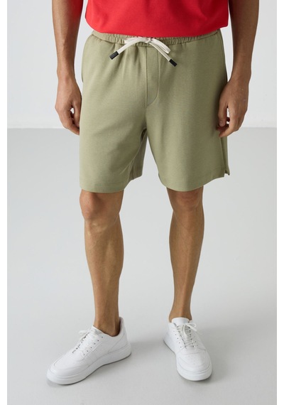 Air Jones Tommy Life Açık Çağla Pamuklu Kalın Yumuşak Dokulu Comfort Fit Basic Erkek Şort - 81274 Çağla