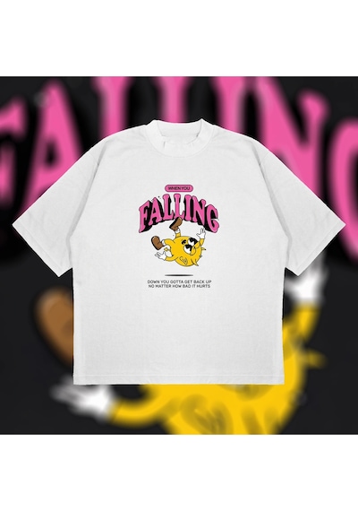Tarzsokak When You Fallin Damnself Oversize Unisex Pamuklu Nefes Alan Kalın Kumaşlı Beyaz
