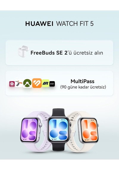 Watch Fıt 5 Akıllı Saat + Freebuds Se 2, 1.82 Ekran, Beyaz Yok