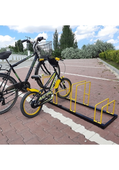 Bisiklet Park Demiri Metal Bisiklet Park Standı 4'Lü Sarı - Siyah