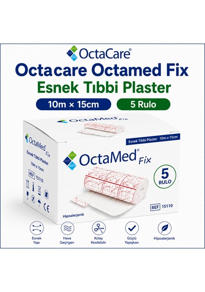 Octacare Octamed Fix Esnek Plaster 10m 15cm 5 Rulo