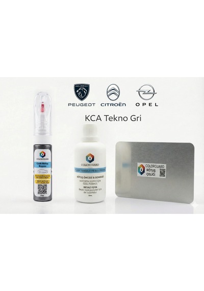 Peugeot Citröen Opel Kca Tekno Gri Rötuş Seti - 2 Si 1 Arada İğne Ve Fırça Uçlu Şişe, Solüsyon Ve Rötuş Çeliği
