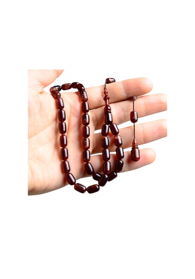 Arpa Kesim 11x7 Mm Sıkma Kehribar Sistem Püsküllü Tesbih