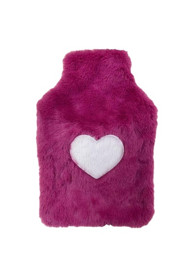 Sıcak Su Torbası Peluş Kalpli,koyu Pembe Termofor 27x17x2cm 1 Litre Pembe
